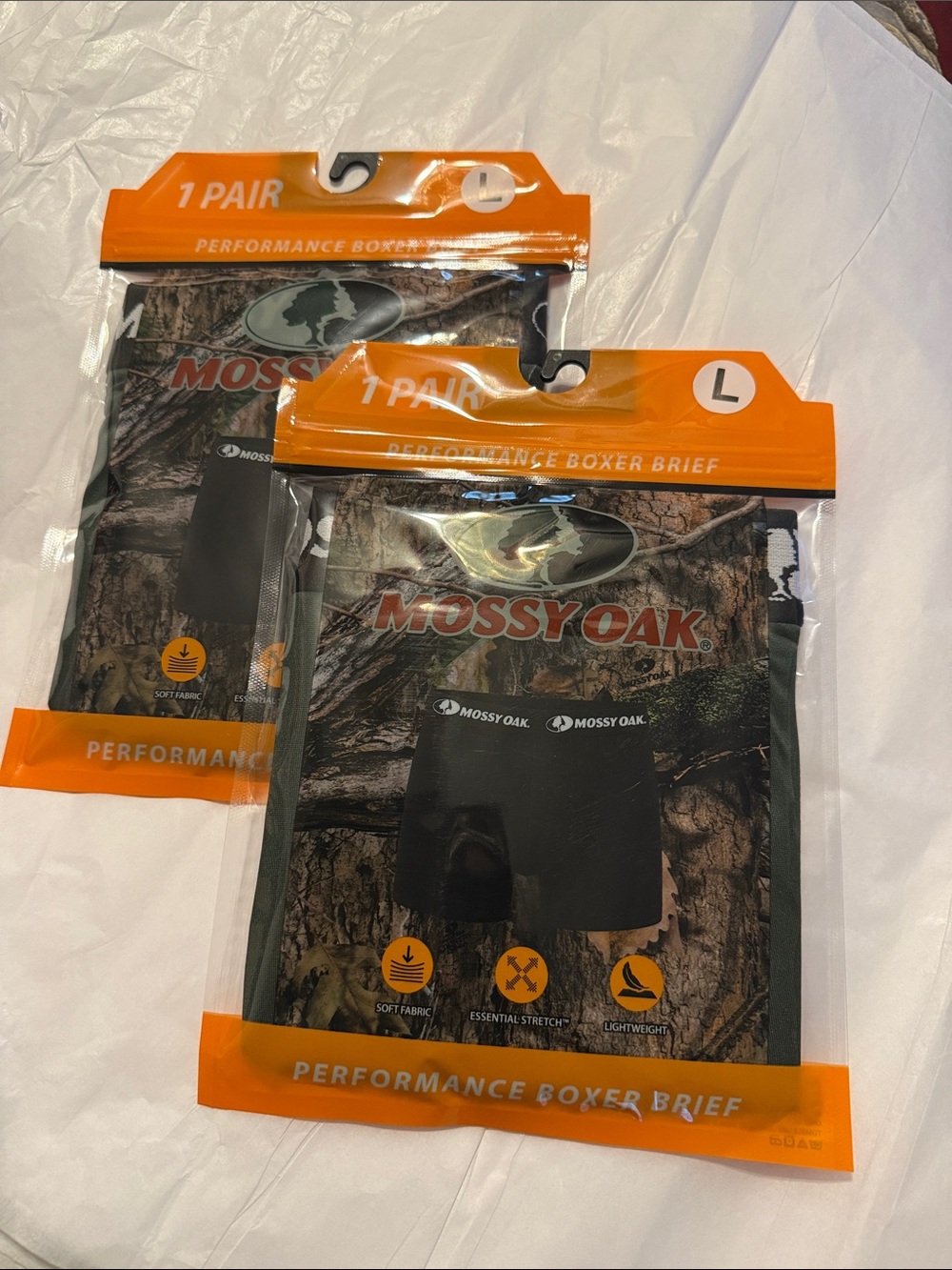 Mossy Oak Black Performance Boxer Briefs; size: Large
